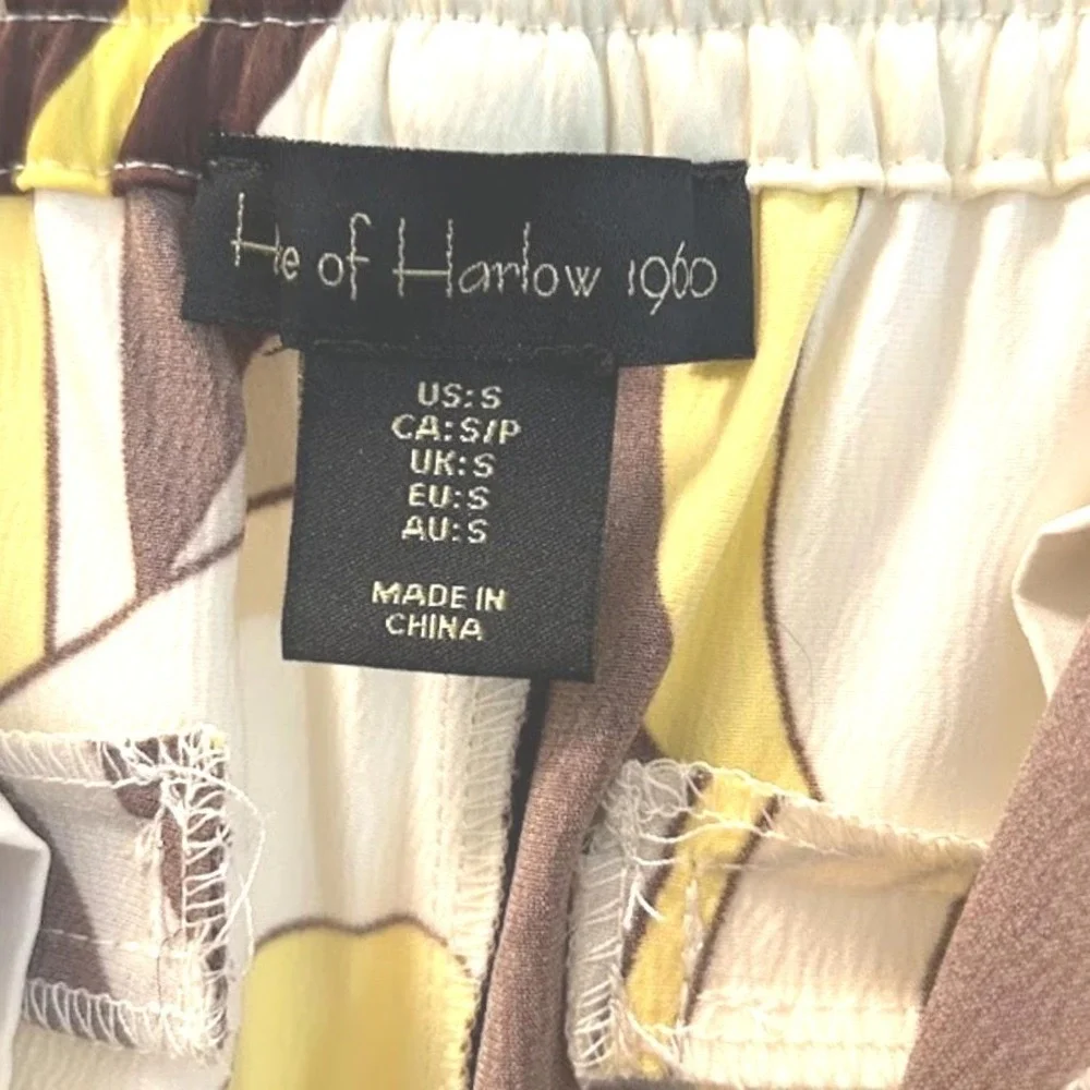 House of harlow Geometric Wide Leg Trousers Yellow Brown High‎ Rise  Pants